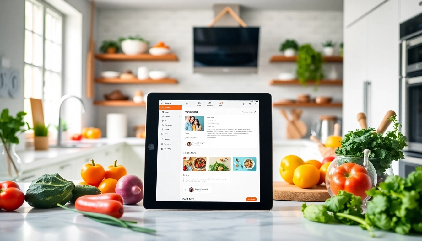 Screenshot of a user-friendly recipe manager app on a tablet demonstrating organized recipe collection and sharing features.