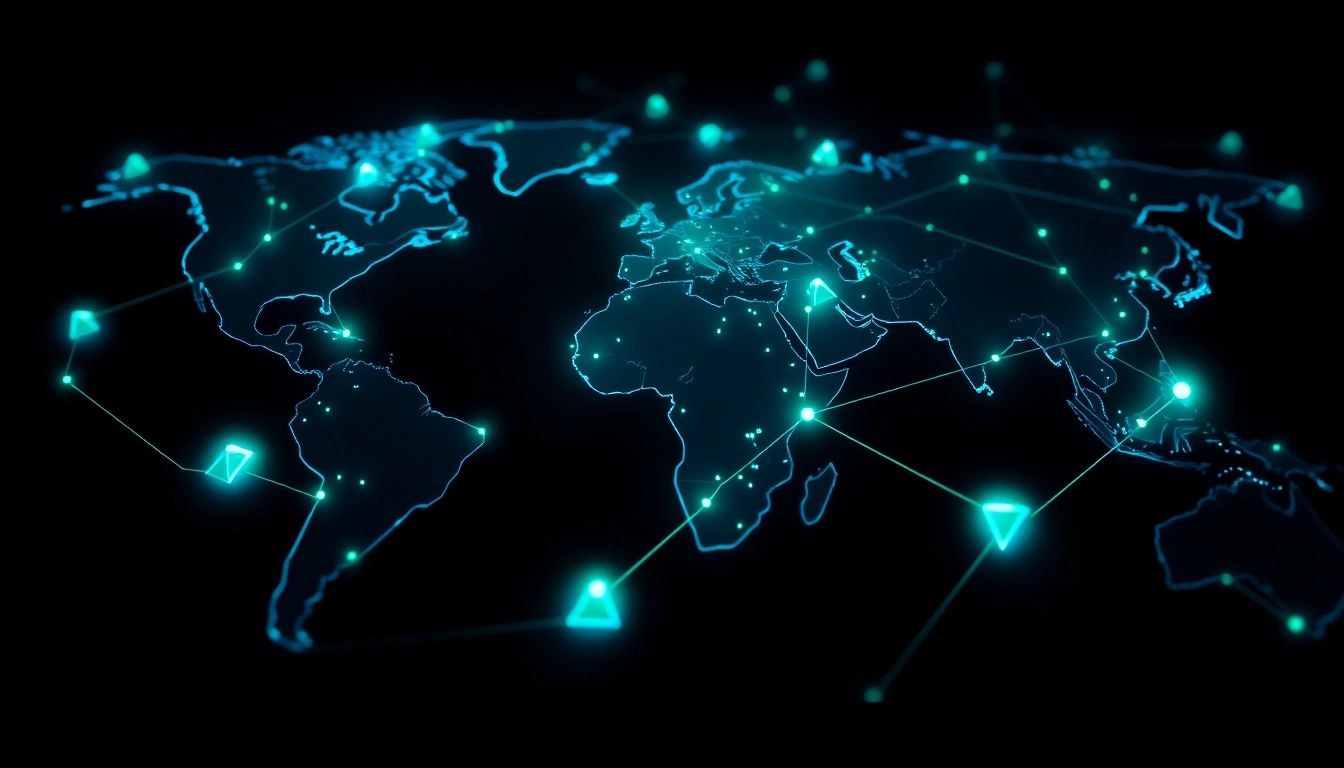 Secure tron energy platform with blockchain nodes illustrating reliable energy rental services and global connectivity, highlighting efficiency and stability for users.