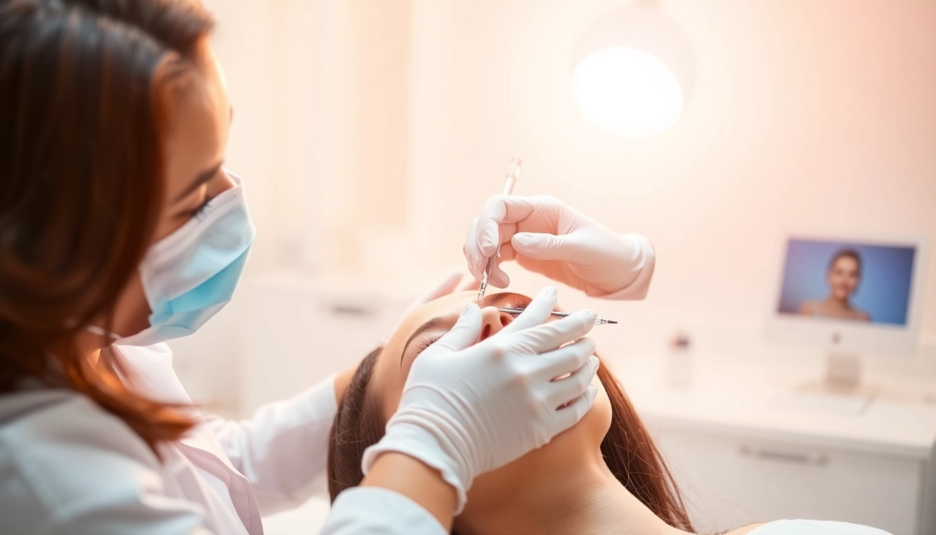 Performing a Botox Behandlung to enhance facial aesthetics and reduce wrinkles.