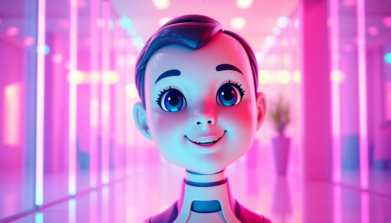 An engaging AI chat interface with a vibrant animated character.