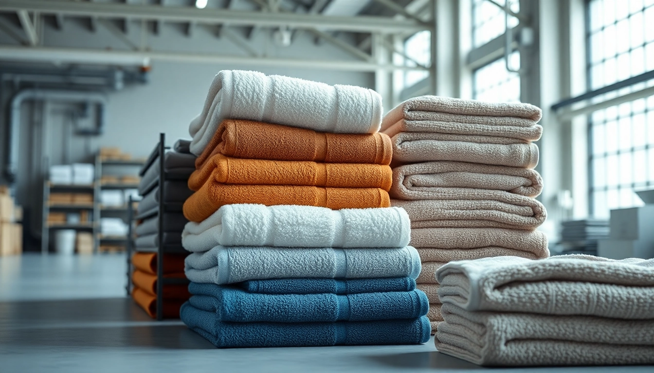 High-quality towels wholesale displayed in bulk—soft, colorful, and durable for commercial use or retail sales.
