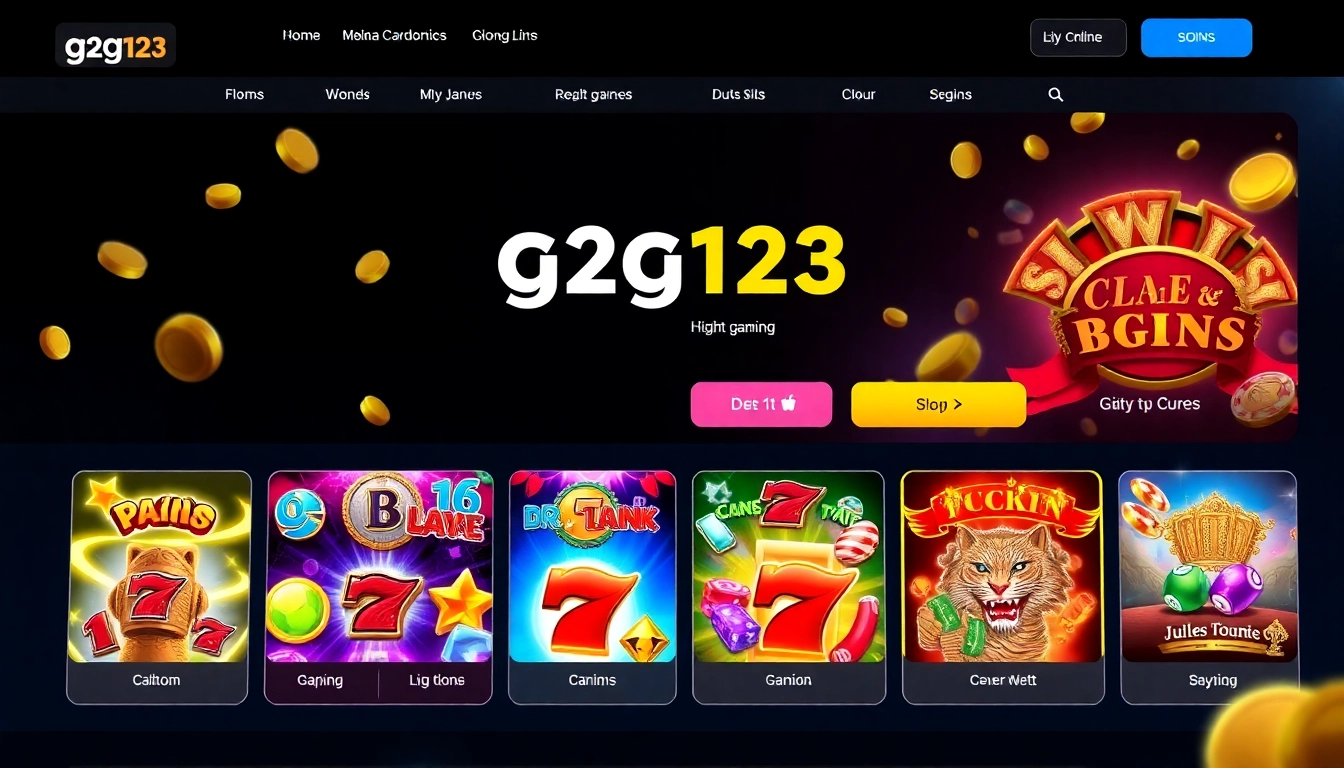 g2g123 online slot platforms with engaging graphics, highlighting secure gameplay and vibrant casino themes for confident gambling experiences.