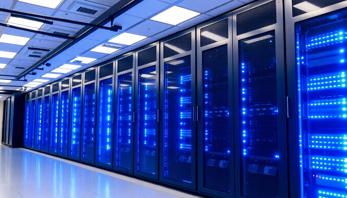 Professional server refurbished setup showcasing modern hardware in a secure data center environment