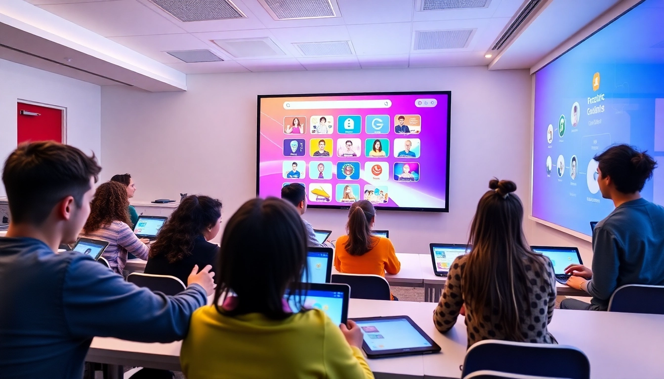 Educators creating engaging interactive learning content with digital tools to enhance student