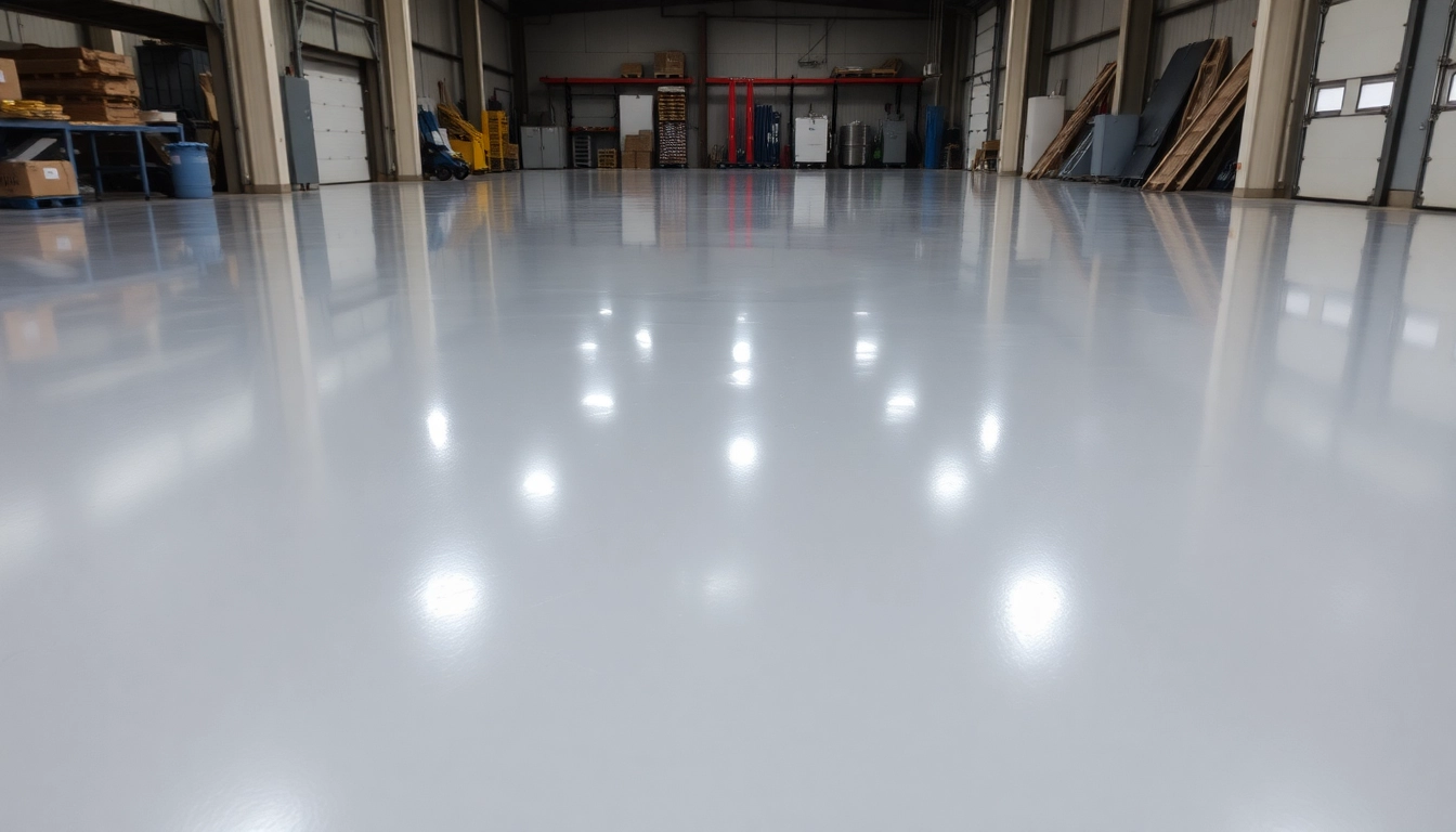 Experienced Epoxy resin flooring contractors Birmingham applying durable epoxy coating to