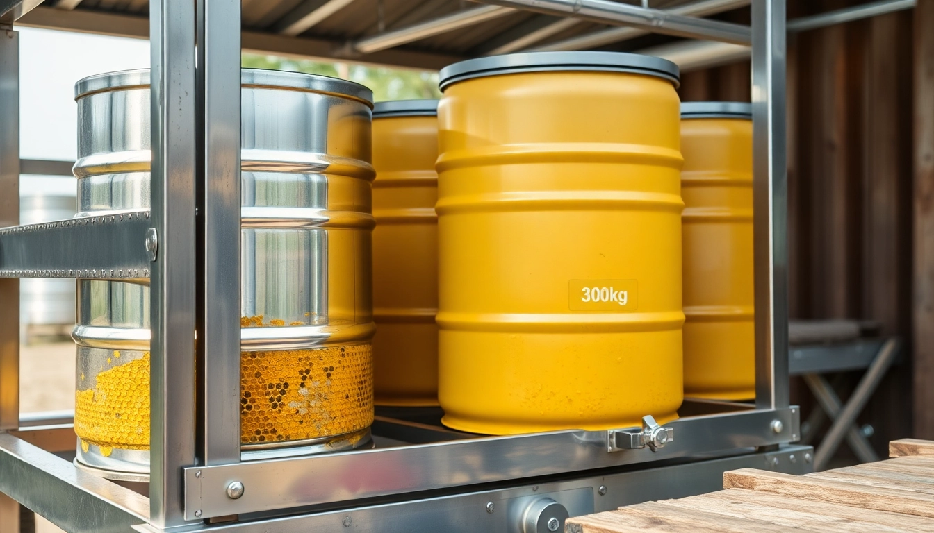 Material y maquinaria para apicultura stainless steel support and 300kg food-grade drums for